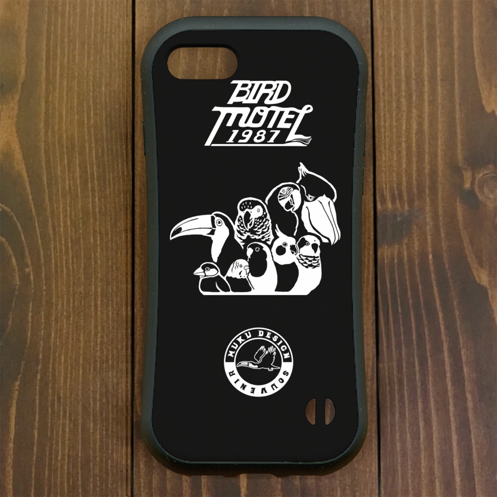 インコ【iPhone12・iPhone11対応】バードモーテル・ グリップケースミッドナイトブラック iPhone用【各機種あります】