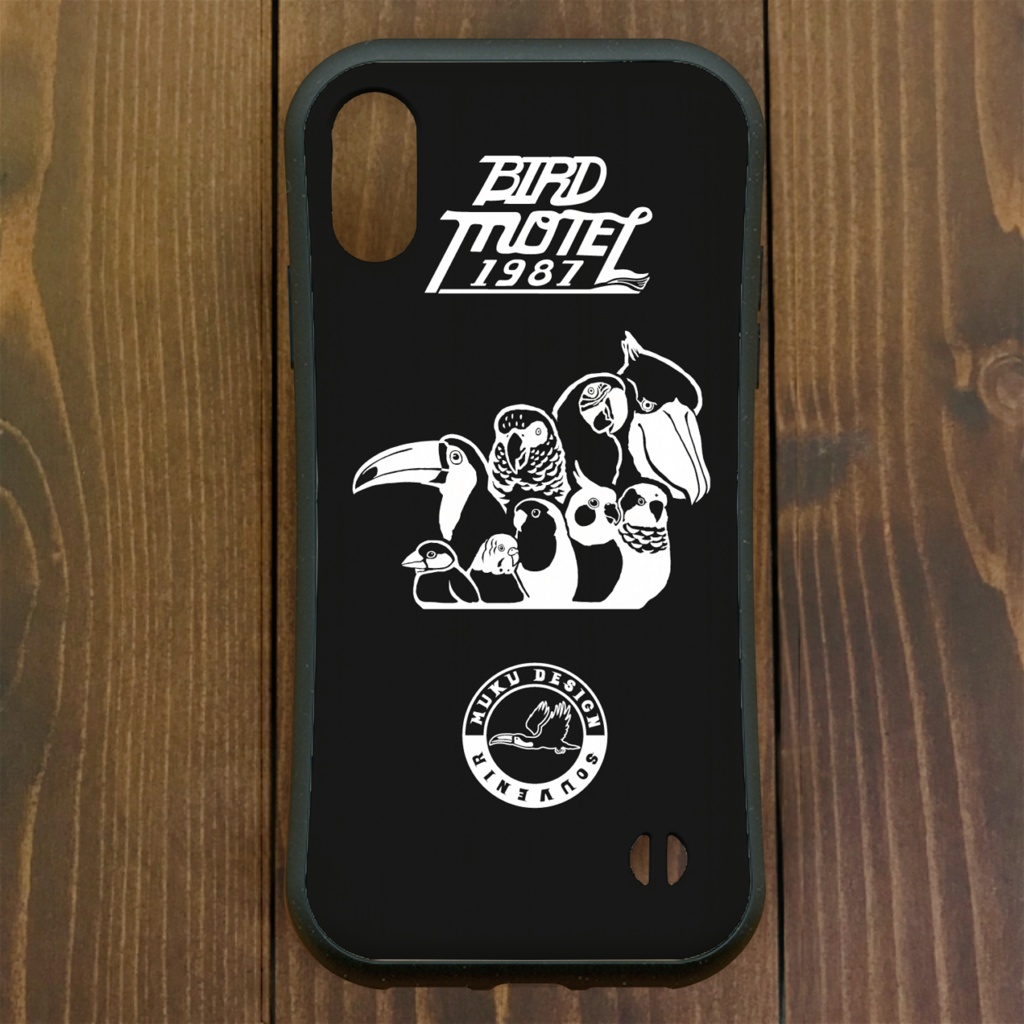インコ【iPhone12・iPhone11対応】バードモーテル・ グリップケースミッドナイトブラック iPhone用【各機種あります】