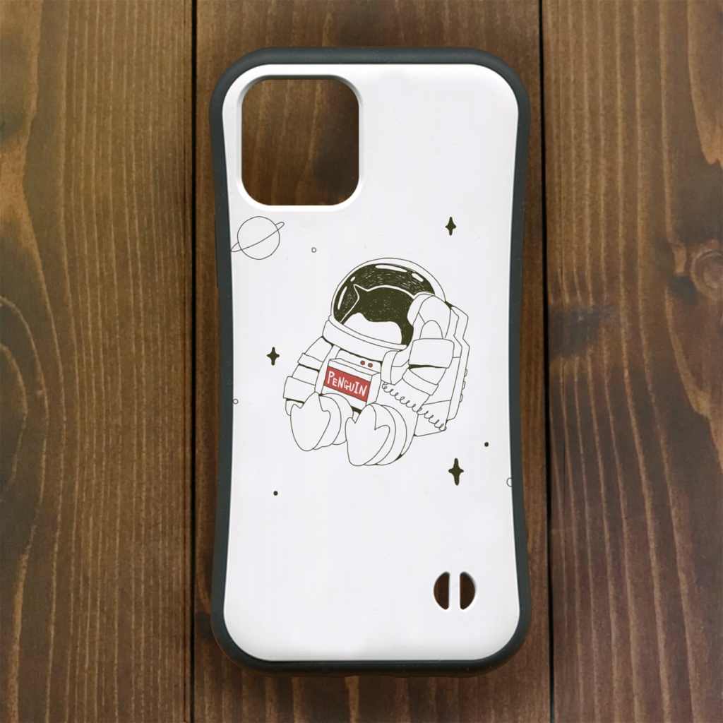 ペンギン【iPhone12・iPhone11対応】うちゅう・ホワイト グリップケース iPhone用【各機種あります】