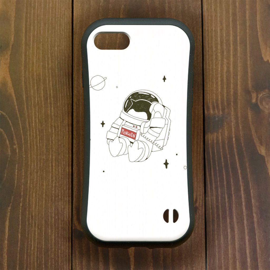 ペンギン【iPhone12・iPhone11対応】うちゅう・ホワイト グリップケース iPhone用【各機種あります】