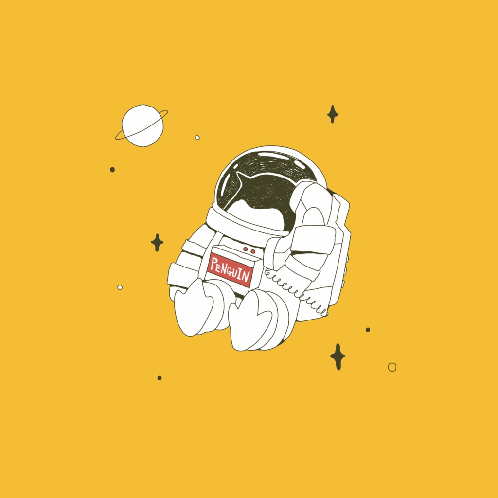 ペンギン【iPhone12・iPhone11対応】うちゅう・イエロー グリップケース iPhone用【各機種あります】