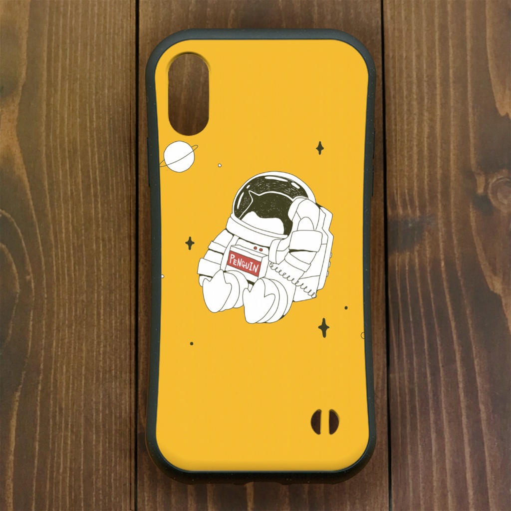 ペンギン【iPhone12・iPhone11対応】うちゅう・イエロー グリップケース iPhone用【各機種あります】