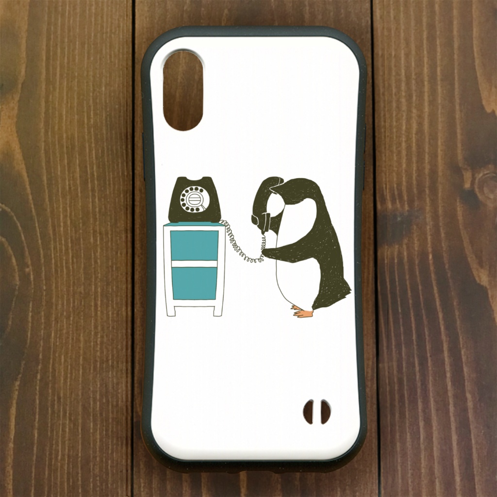 ペンギン【iPhone12・iPhone11対応】でんわ・ホワイト グリップケース iPhone用【各機種あります