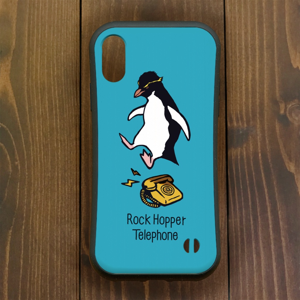 ペンギン【iPhone12・iPhone11対応】イワトビペンギン・ブルー・グリップケース iPhone用【各機種あります】