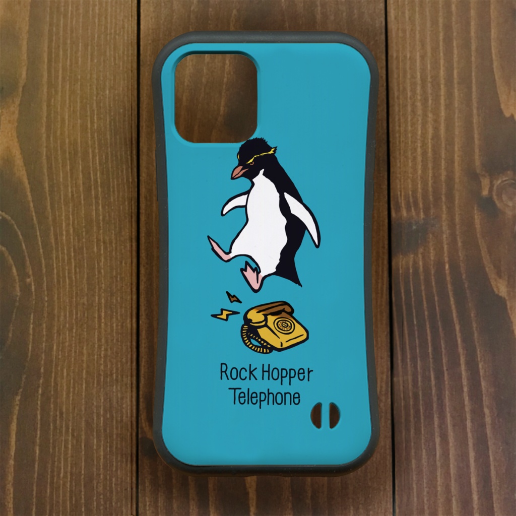 ペンギン【iPhone12・iPhone11対応】イワトビペンギン・ブルー・グリップケース iPhone用【各機種あります】