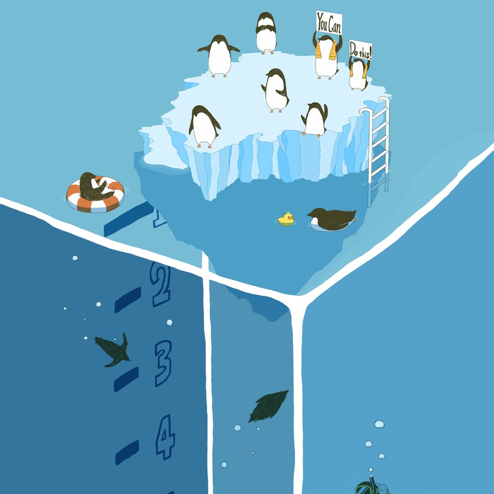 ペンギン【iPhone12・iPhone11対応】ペンギンダイバー!グリップケース