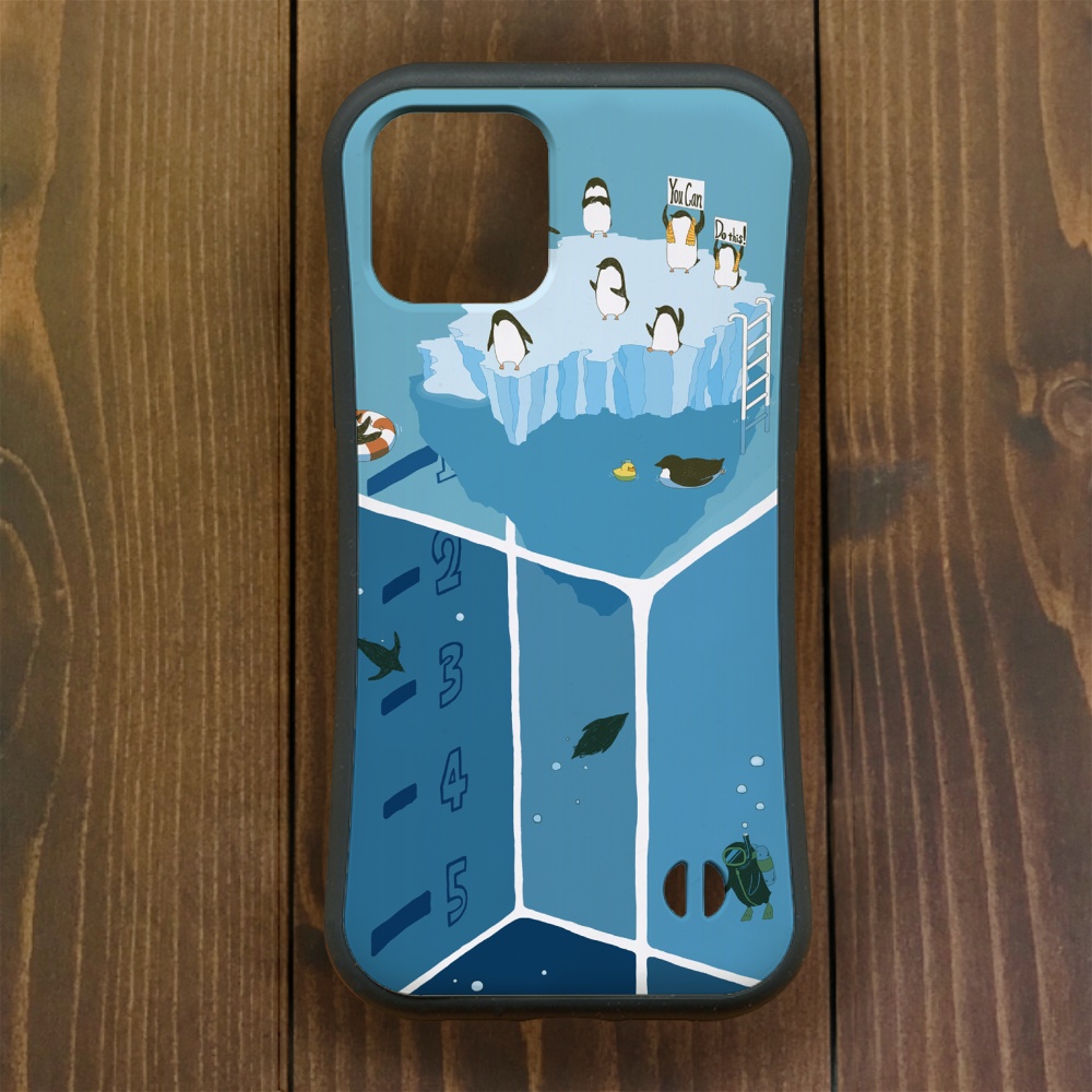 ペンギン【iPhone12・iPhone11対応】ペンギンダイバー！グリップケース