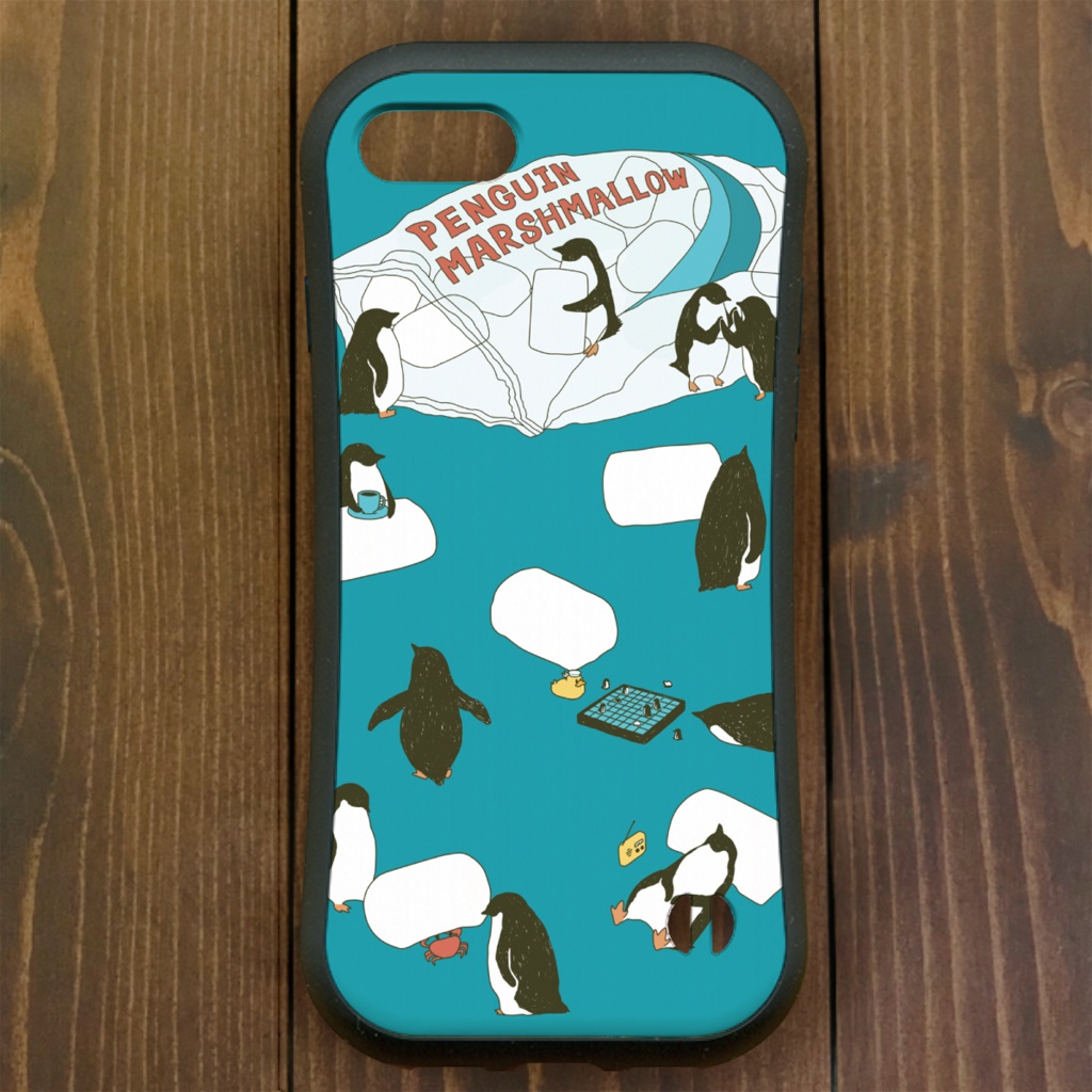 ペンギン【iPhone12・iPhone11対応】ペンギンマシュマロ・ブルー グリップケース