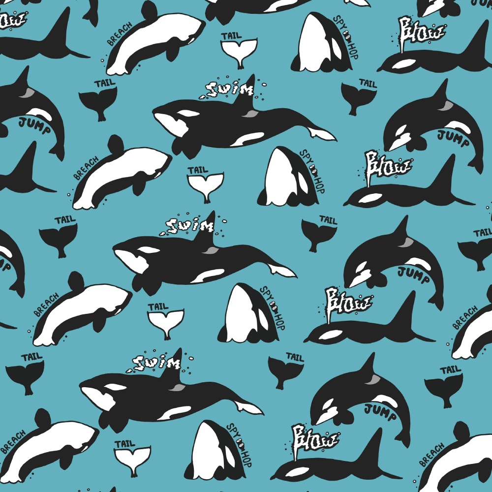 シャチ【iPhone12・iPhone11対応】シャチパターン・ブルー グリップケース