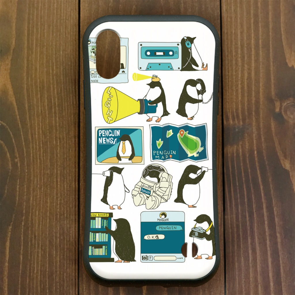 グリップケース【iPhone 12・11対応】ペンギン・スマートフォン ホワイト iPhone用