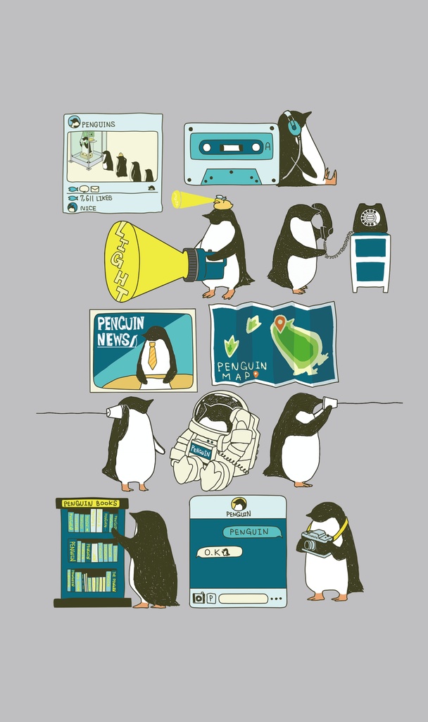 ペンギン【iPhone12・iPhone11対応】ペンギンスマートフォン グレー グリップケース iPhone用【各機種あります】