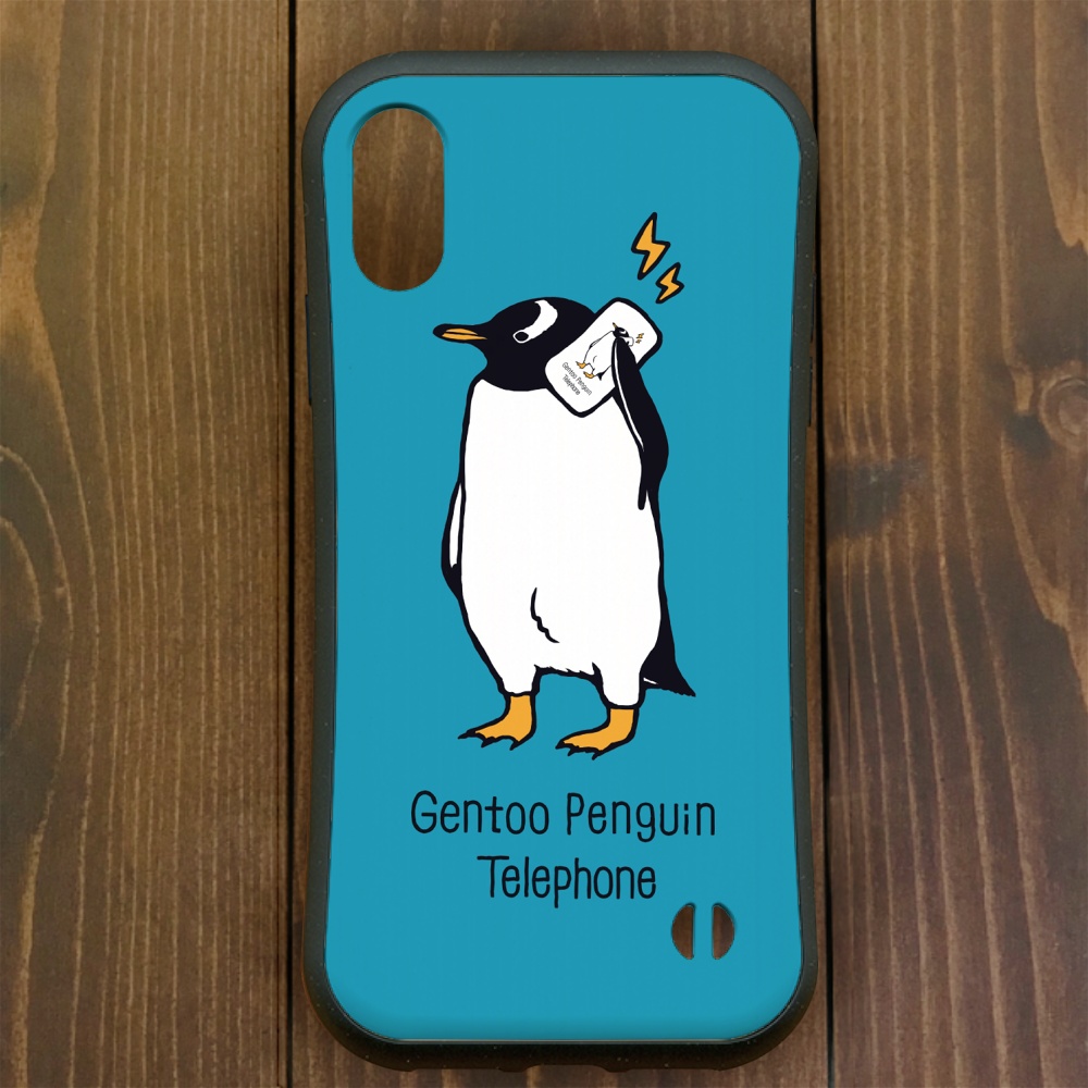 ジェンツーペンギン【iPhone12・iPhone11対応】ジェンツーテレフォン・ブルー グリップケース iPhone用
