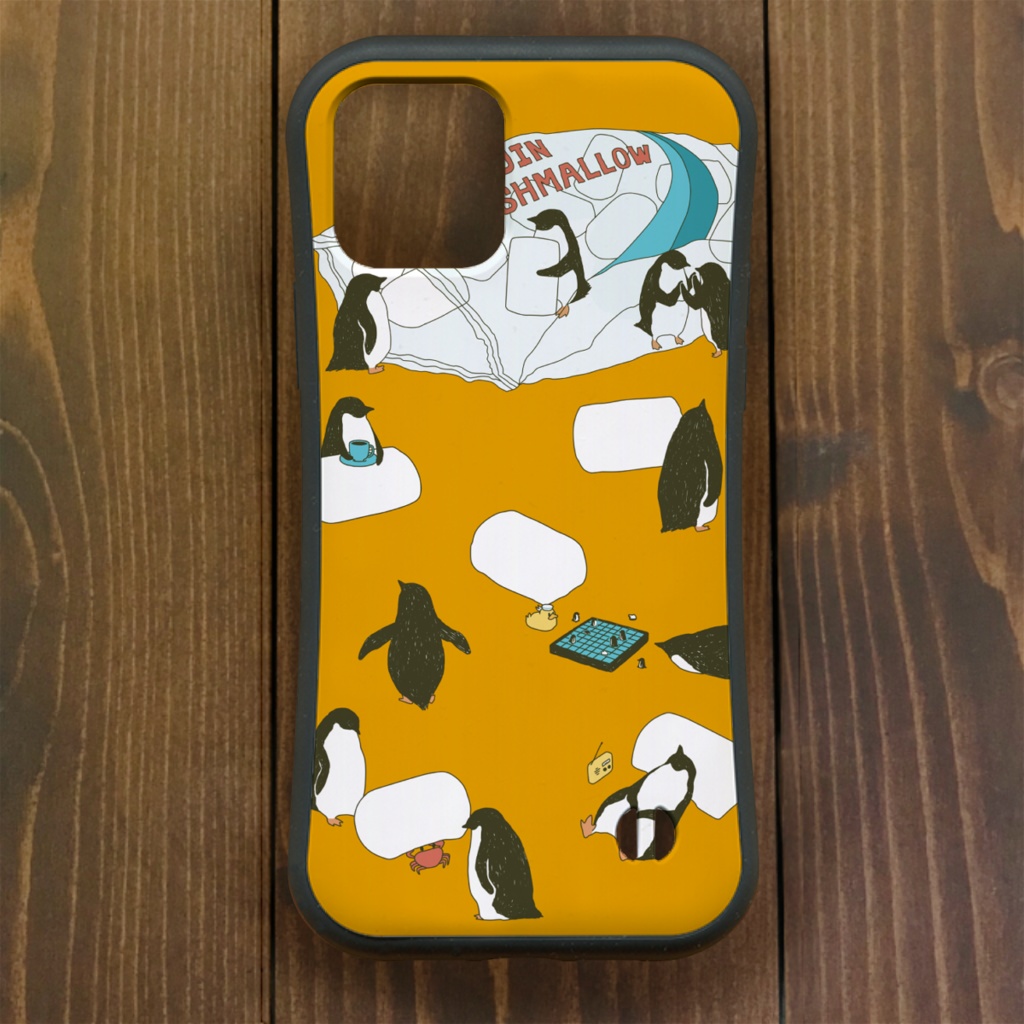 ペンギン【iPhone12・iPhone11対応】ペンギンマシュマロ・イエロー　グリップケース