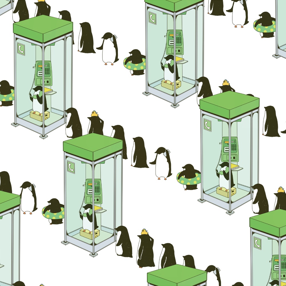 ペンギン【iPhone12・iPhone13対応】ペンギン電話ボックス・グリップケース