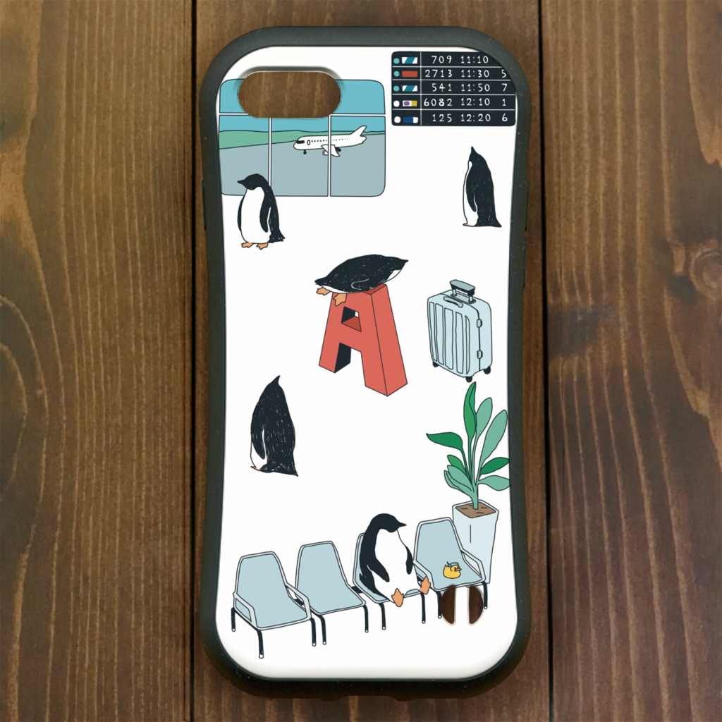 ペンギン【iPhone12・iPhone13対応】ペンギン『A』 ホワイト グリップケース iPhone用