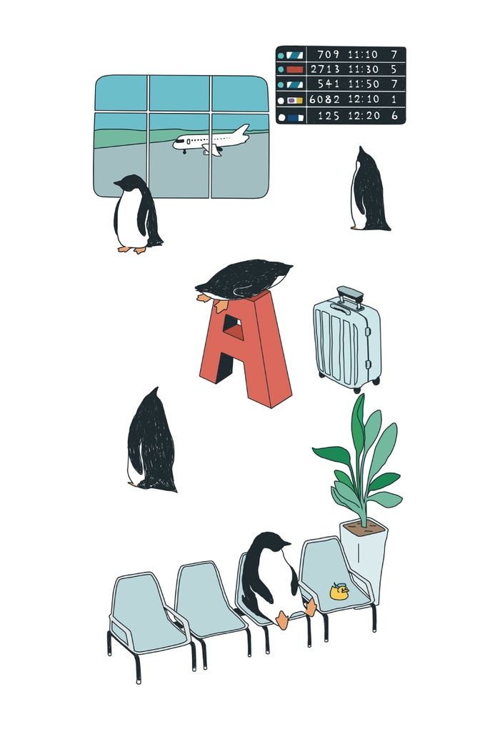 ペンギン【iPhone12・iPhone13対応】ペンギン『A』 ホワイト グリップケース iPhone用