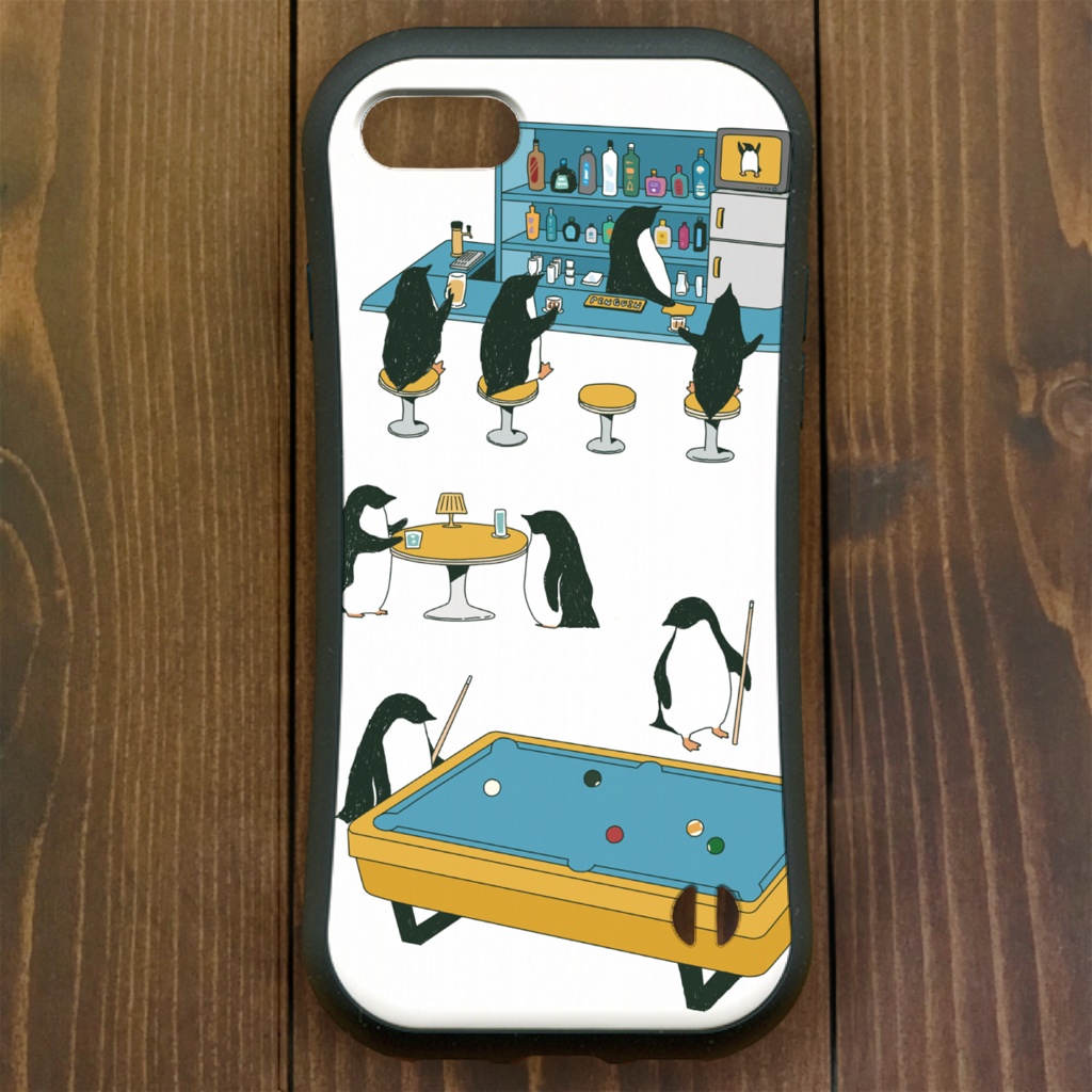 ペンギン【iPhone12・iPhone13対応】ペンギン『B』 ホワイト グリップケース iPhone用