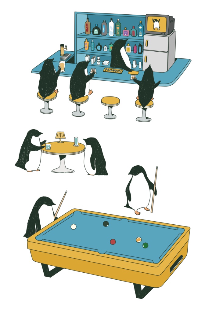 ペンギン【iPhone12・iPhone13対応】ペンギン『B』 ホワイト グリップケース iPhone用