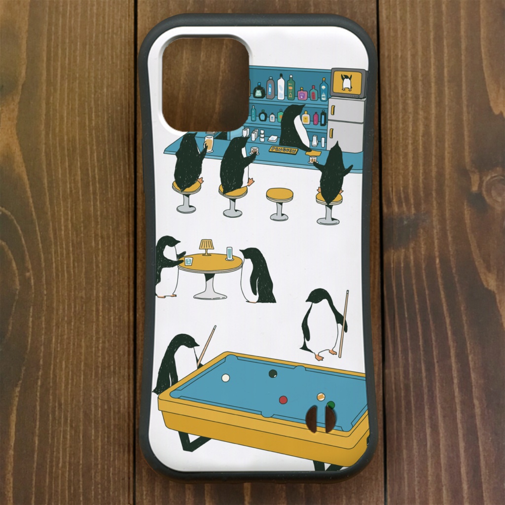 ペンギン【iPhone12・iPhone13対応】ペンギン『B』 ホワイト グリップケース iPhone用