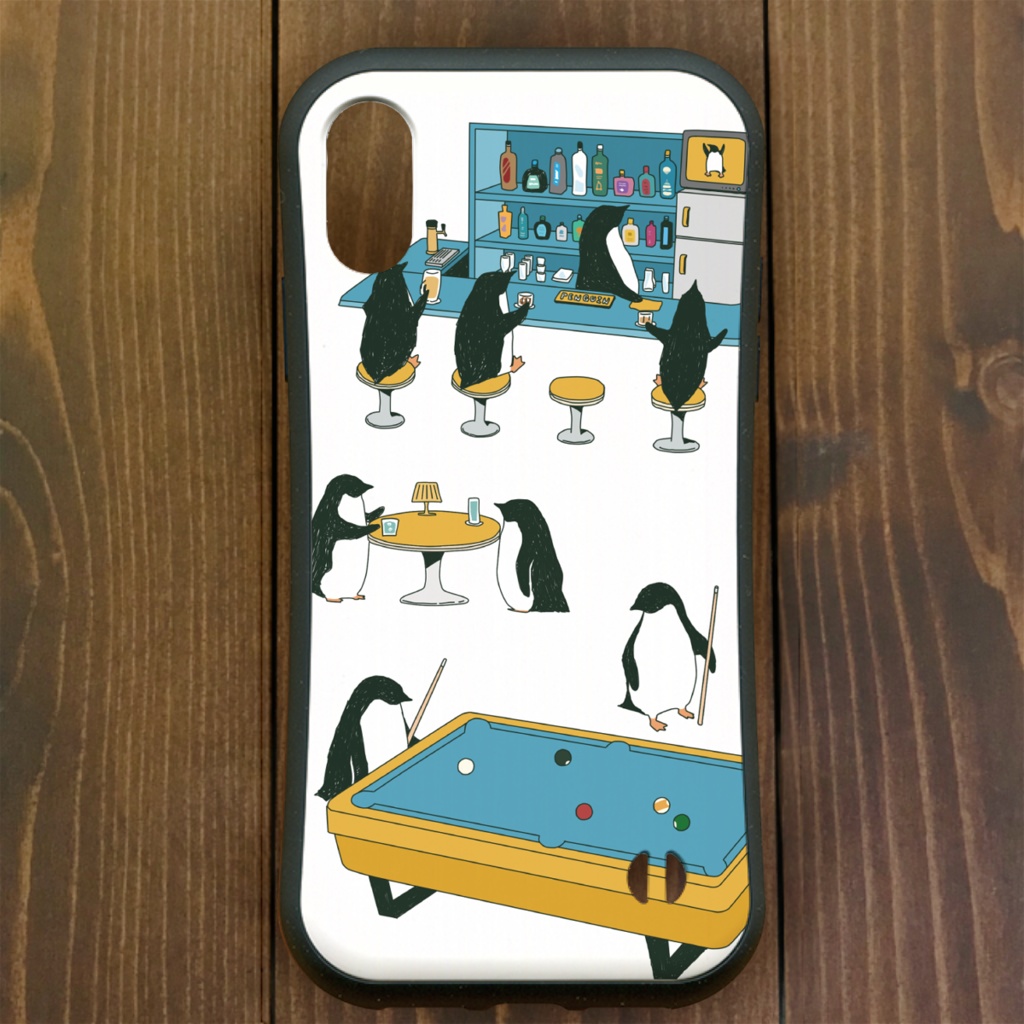 ペンギン【iPhone12・iPhone13対応】ペンギン『B』 ホワイト グリップケース iPhone用