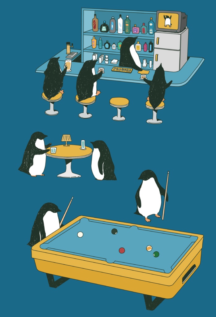 ペンギン【iPhone12・iPhone13対応】ペンギン『B』 ブルー グリップケース iPhone用