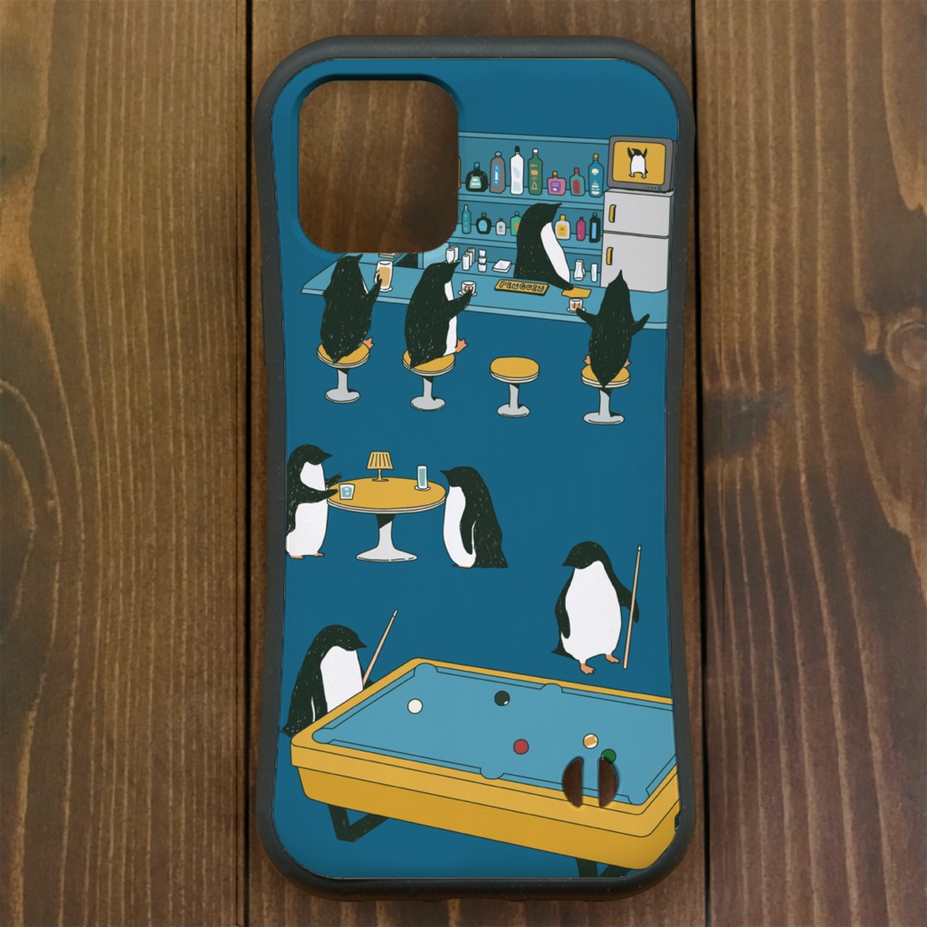 ペンギン【iPhone12・iPhone13対応】ペンギン『B』 ブルー グリップケース iPhone用