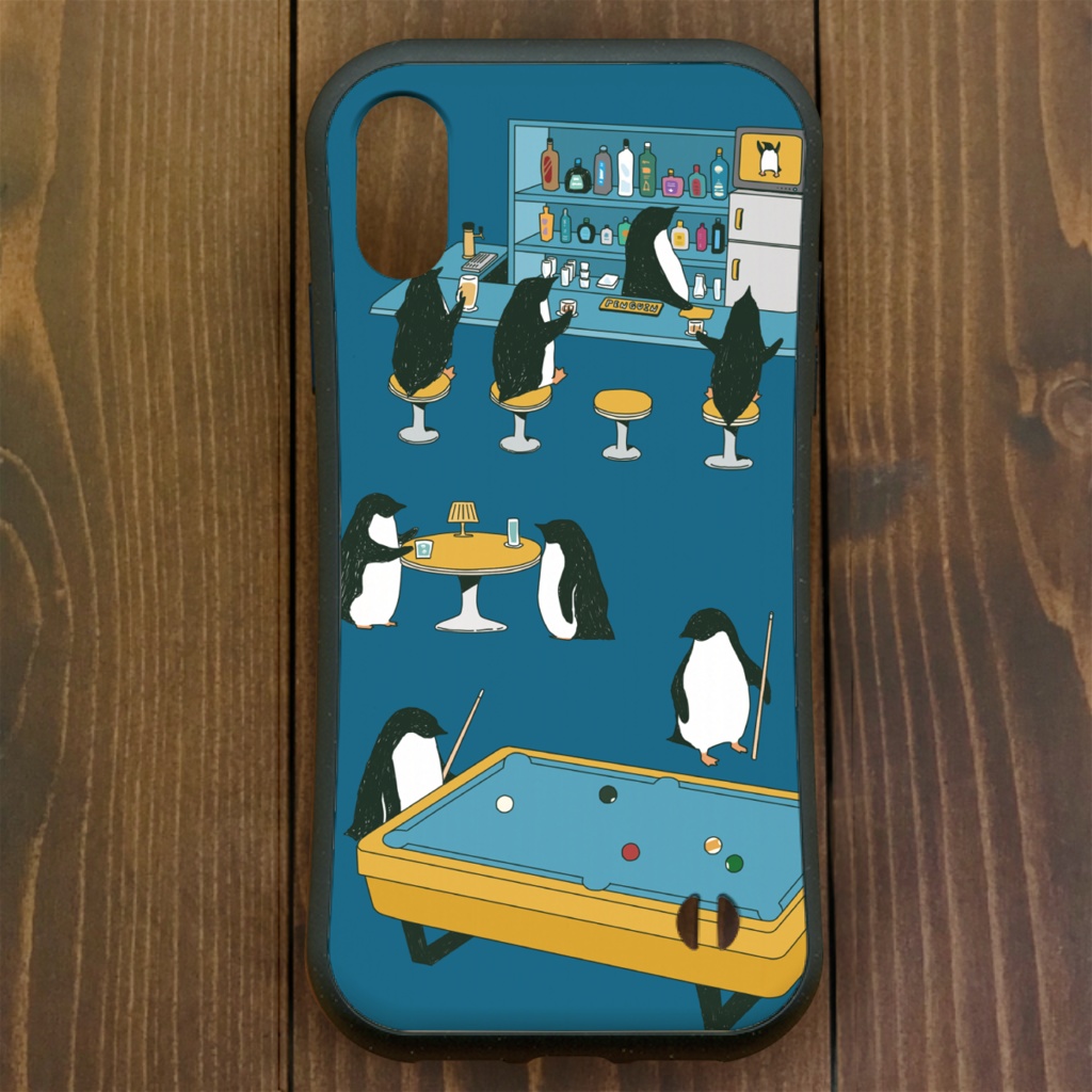 ペンギン【iPhone12・iPhone13対応】ペンギン『B』 ブルー グリップケース iPhone用