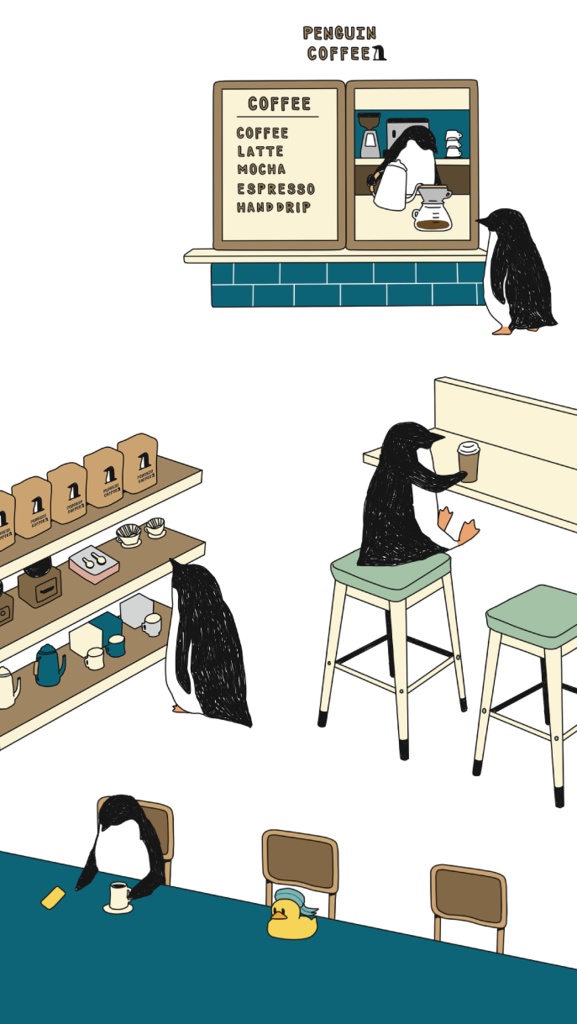 ペンギン【iPhone12・iPhone13対応】ペンギン『C』 ホワイト グリップケース iPhone用