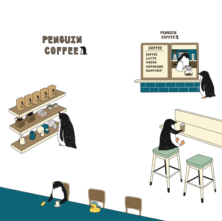 ペンギン【iPhone SE2・iPhone12対応】ペンギン・コーヒー 手帳型 スマホケース iPhone用【各機種あります】