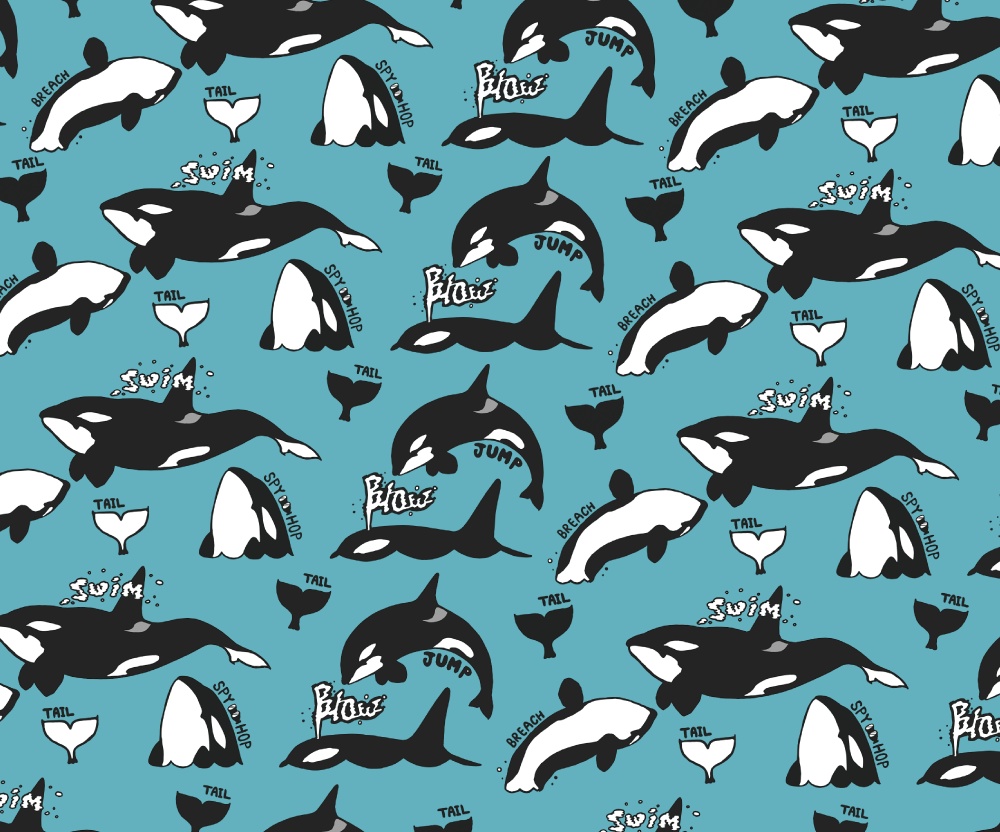 シャチ【社員証入れ】シャチパターンブルー・パスケース【パスケース】