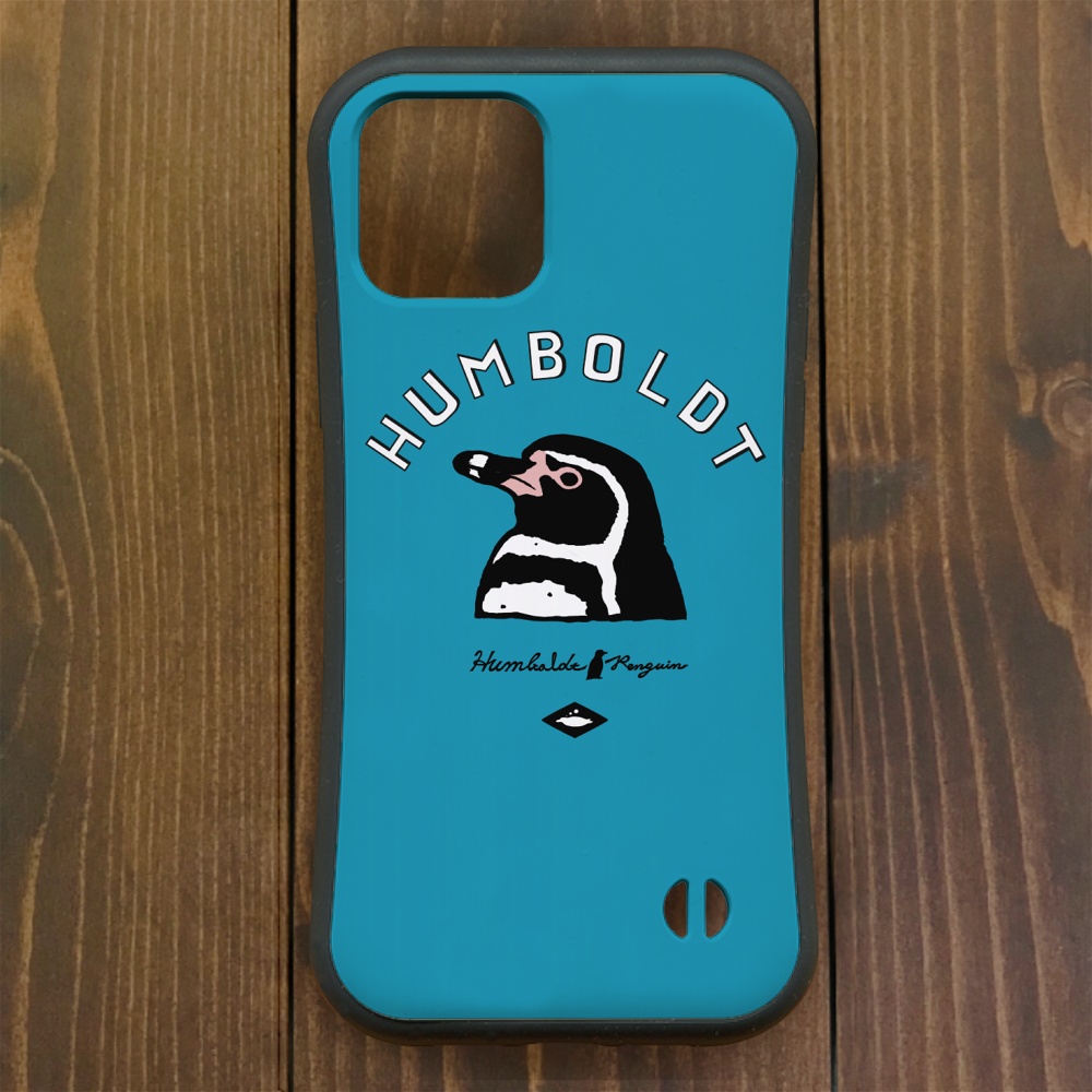 ペンギン【iPhone12・iPhone13対応】フンボルトペンギンロゴ・ブルー グリップケース iPhone用【各機種あります】
