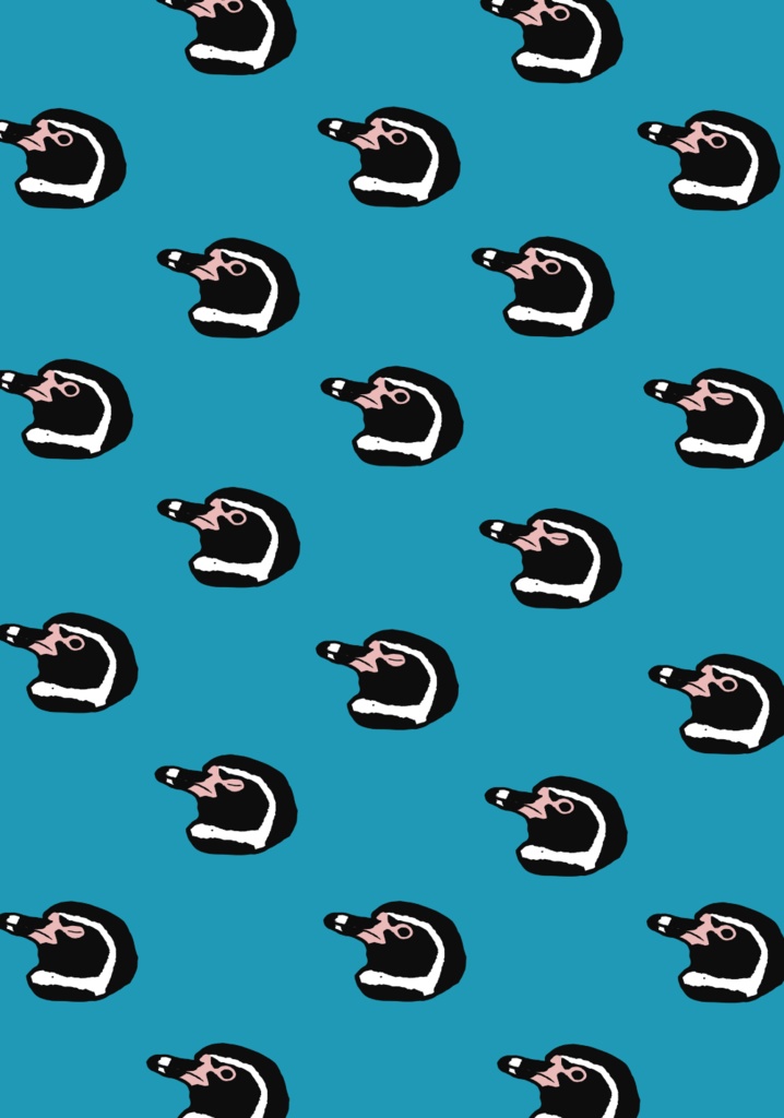 【iPhone12・iPhone13対応】フンボルトペンギンパターン・ブルー グリップケース iPhone用【各機種