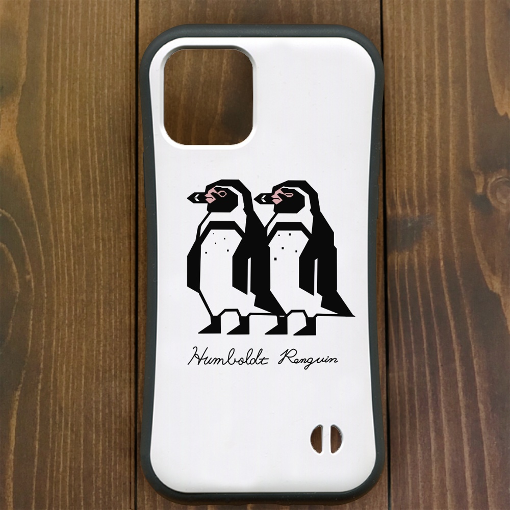ペンギン【iPhone12・iPhone13対応】フンボルトカクカク・ホワイトグリップケース iPhone用【各機種