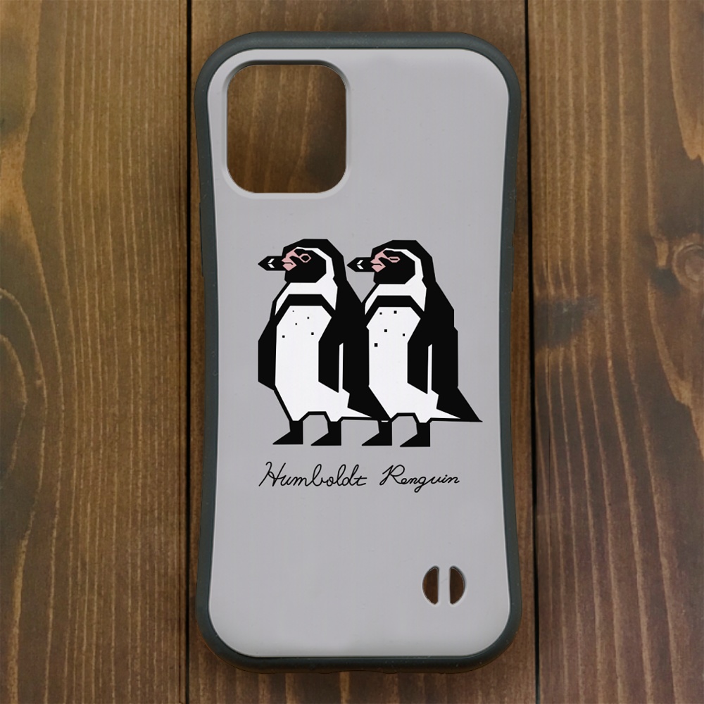 ペンギン【iPhone12・iPhone13対応】フンボルトカクカク・グレーグリップケース iPhone用【各機種