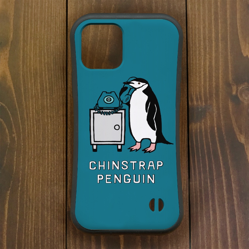 ペンギン【iPhone12・iPhone13対応】ヒゲペンギン・ブルー グリップケース iPhone用【各機種