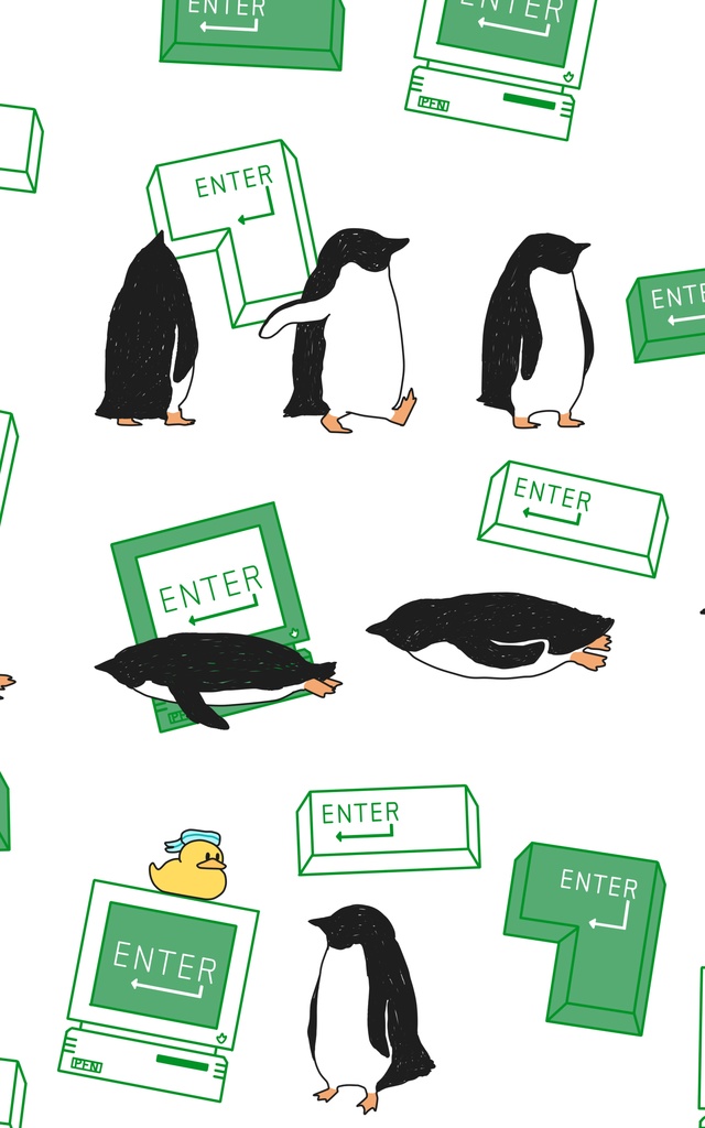 ペンギン【iPhone 13・14対応】グリップケース ペンギン『E』・ENTER iPhone用