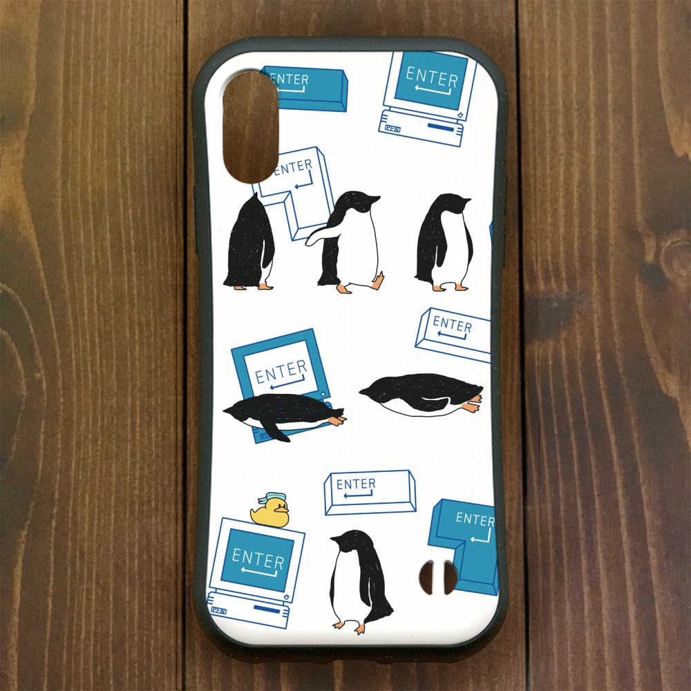 ペンギン【iPhone 13・14対応】グリップケース ペンギン『E』・ENTER ブルーiPhone用