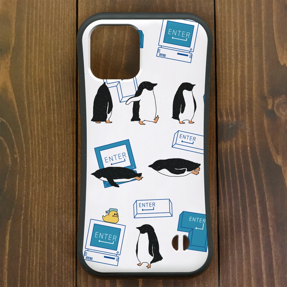 ペンギン【iPhone  13・14対応】グリップケース ペンギン『E』・ENTER  ブルーiPhone用