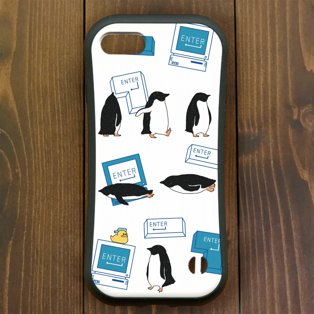 ペンギン【iPhone 13・14対応】グリップケース ペンギン『E』・ENTER ブルーiPhone用