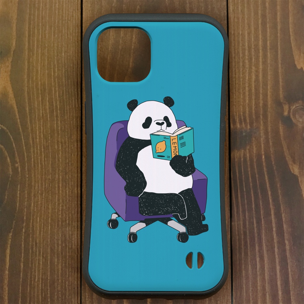 パンダ【iPhone13・iPhone14対応】パンダブック・ ブルー グリップケース iPhone用