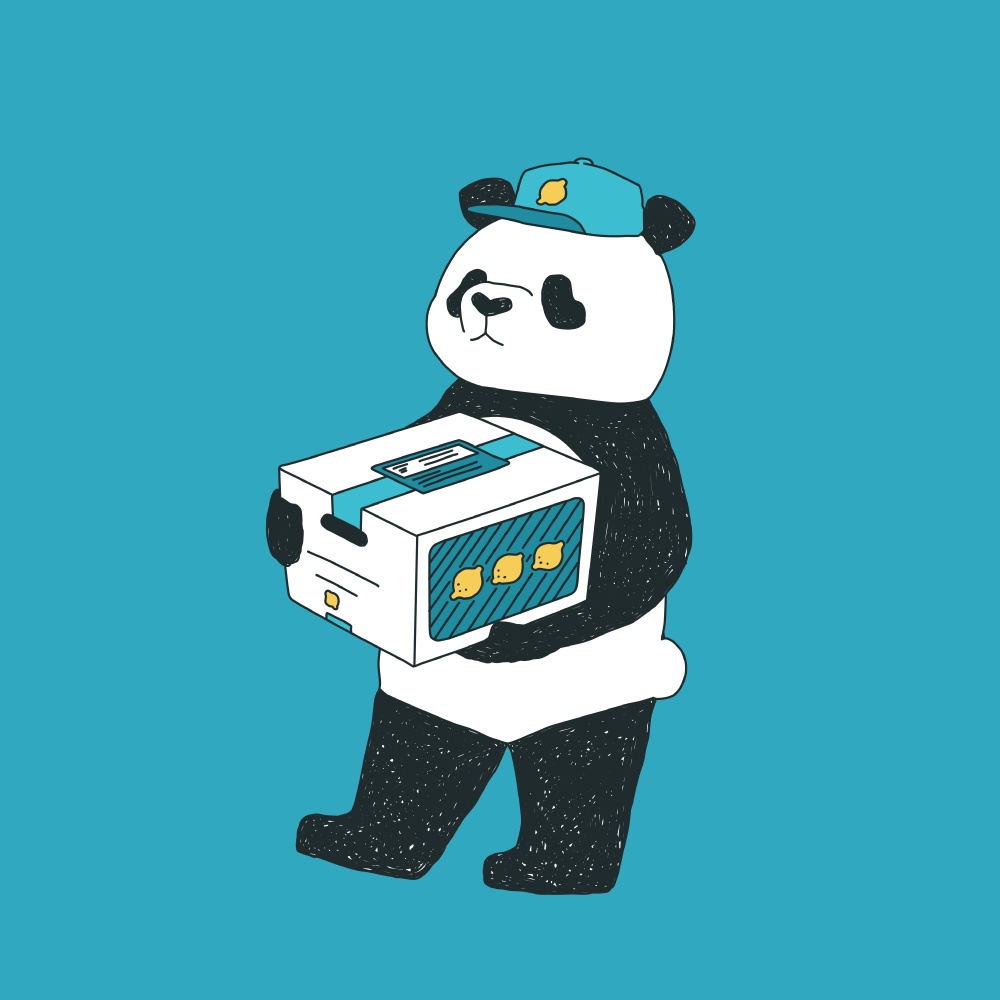 パンダ【iPhone13・iPhone14対応】パンダ運送 ブルー グリップケース iPhone用