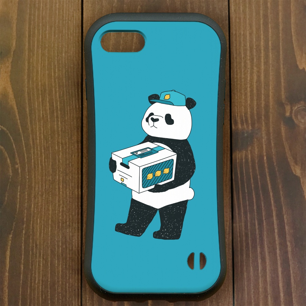 パンダ【iPhone13・iPhone14対応】パンダ運送 ブルー グリップケース iPhone用