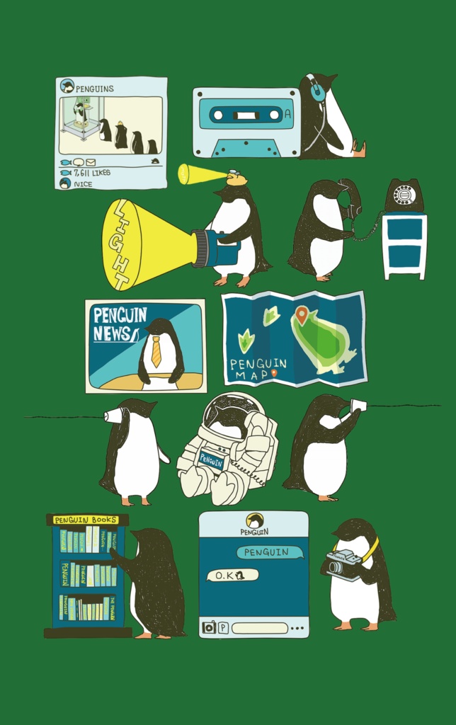 グリップケース【iPhone 13・14対応】ペンギン・スマートフォン グリーン iPhone用