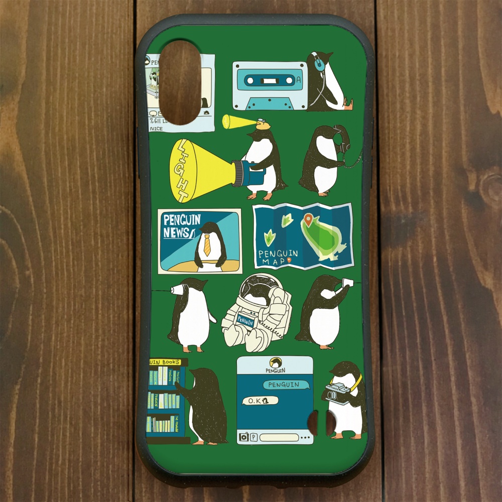 グリップケース【iPhone 13・14対応】ペンギン・スマートフォン グリーン iPhone用