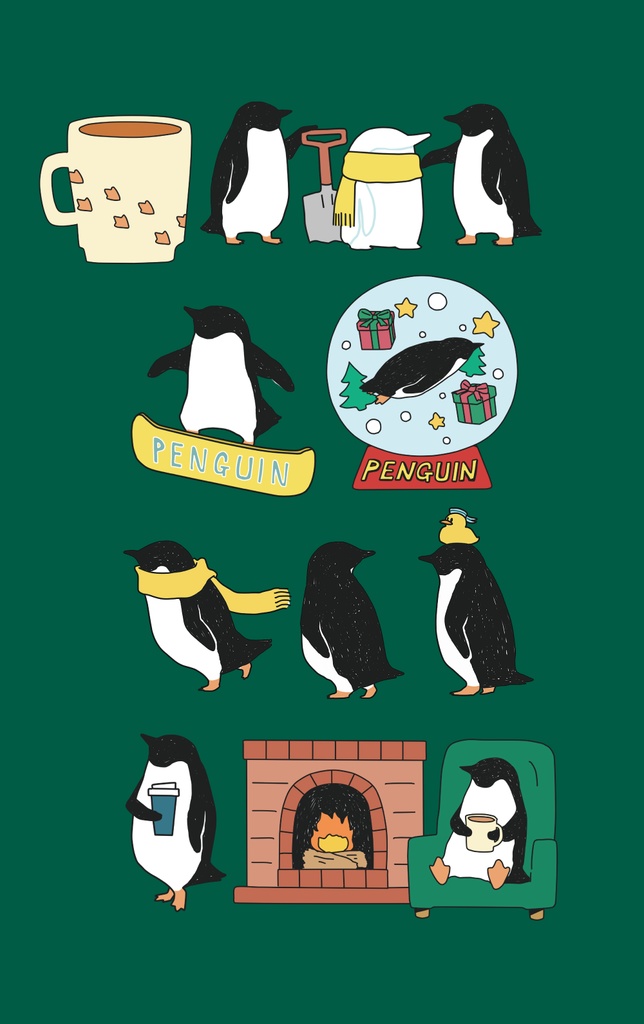 ペンギン【iPhone13・iPhone14対応】ペンギンウィンター グリーングリップケースiPhone用【各機種あり