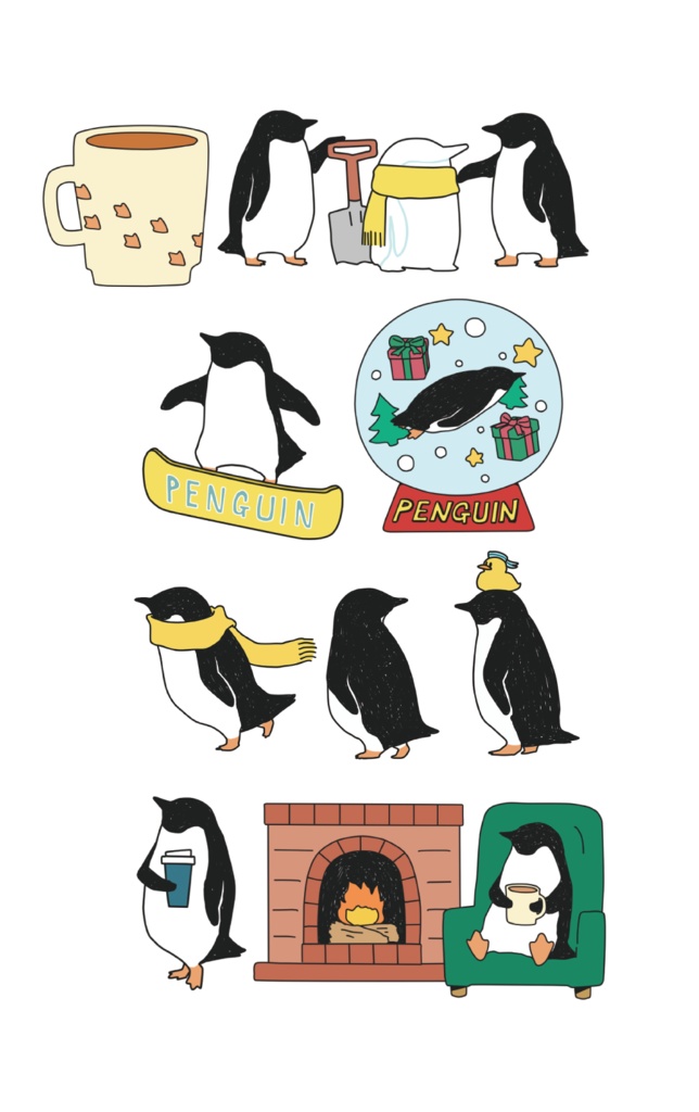 ペンギン【iPhone12・iPhone13対応】ペンギンウィンター ホワイトグリップケースiPhone用【各機種あり