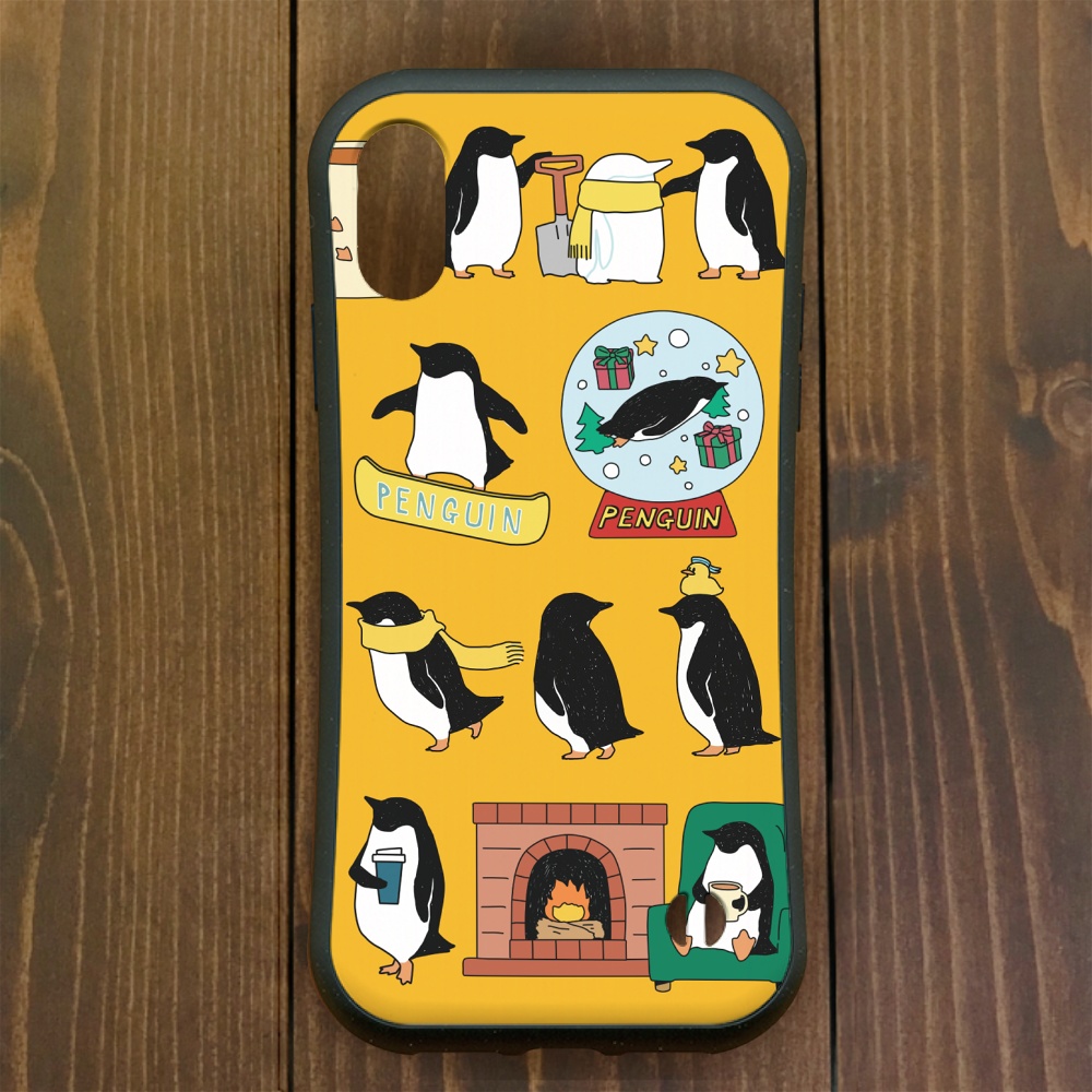ペンギン【iPhone13・iPhone14対応】ペンギンウィンター イエローグリップケースiPhone用【各機種あり
