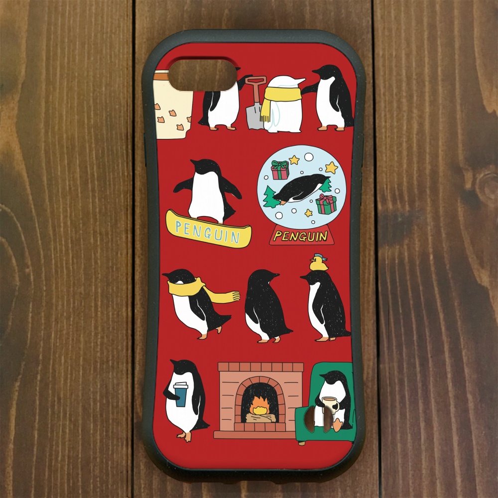 ペンギン【iPhone12・iPhone13対応】ペンギンウィンターレッド グリップケースiPhone用【各機種あり
