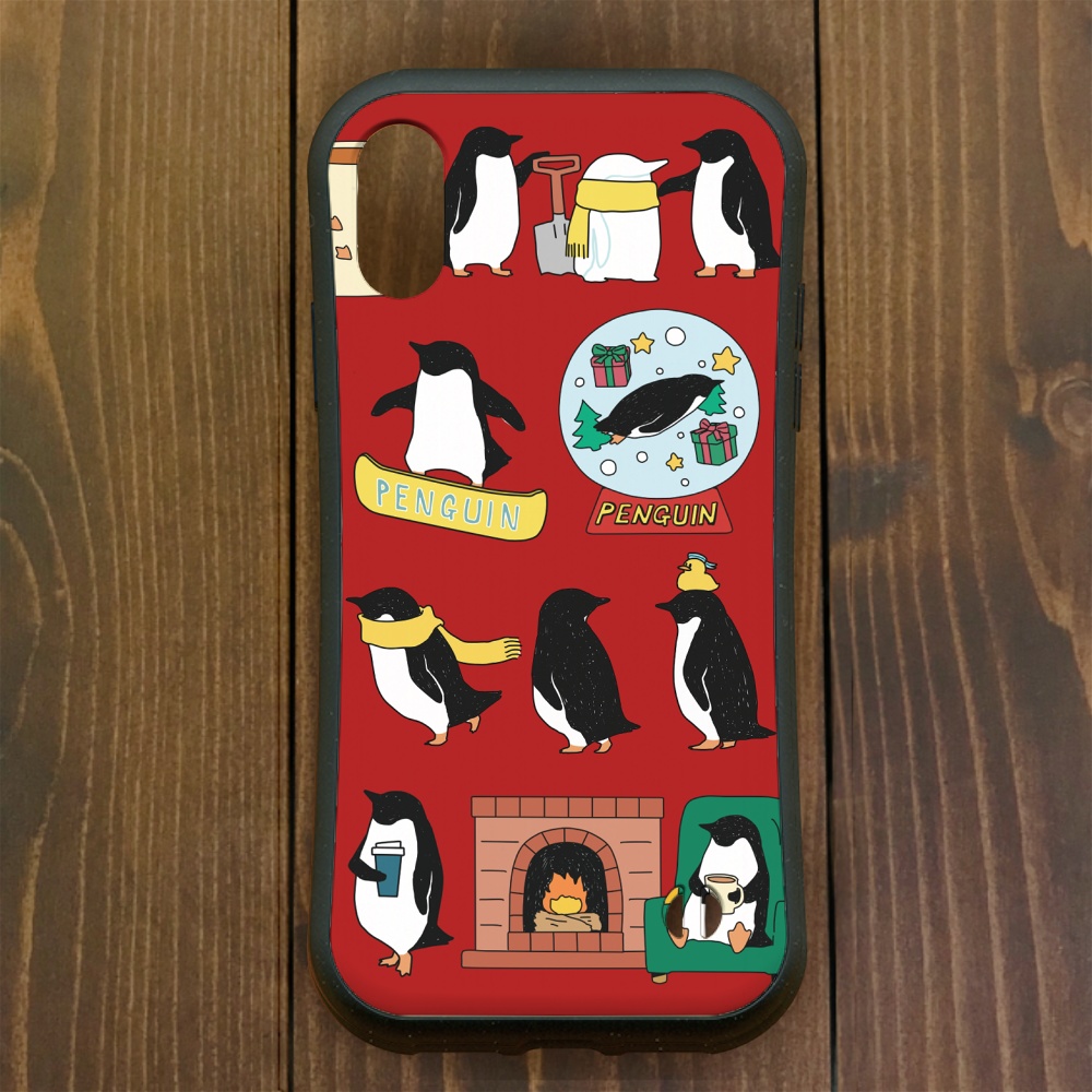 ペンギン【iPhone12・iPhone13対応】ペンギンウィンターレッド グリップケースiPhone用【各機種あり