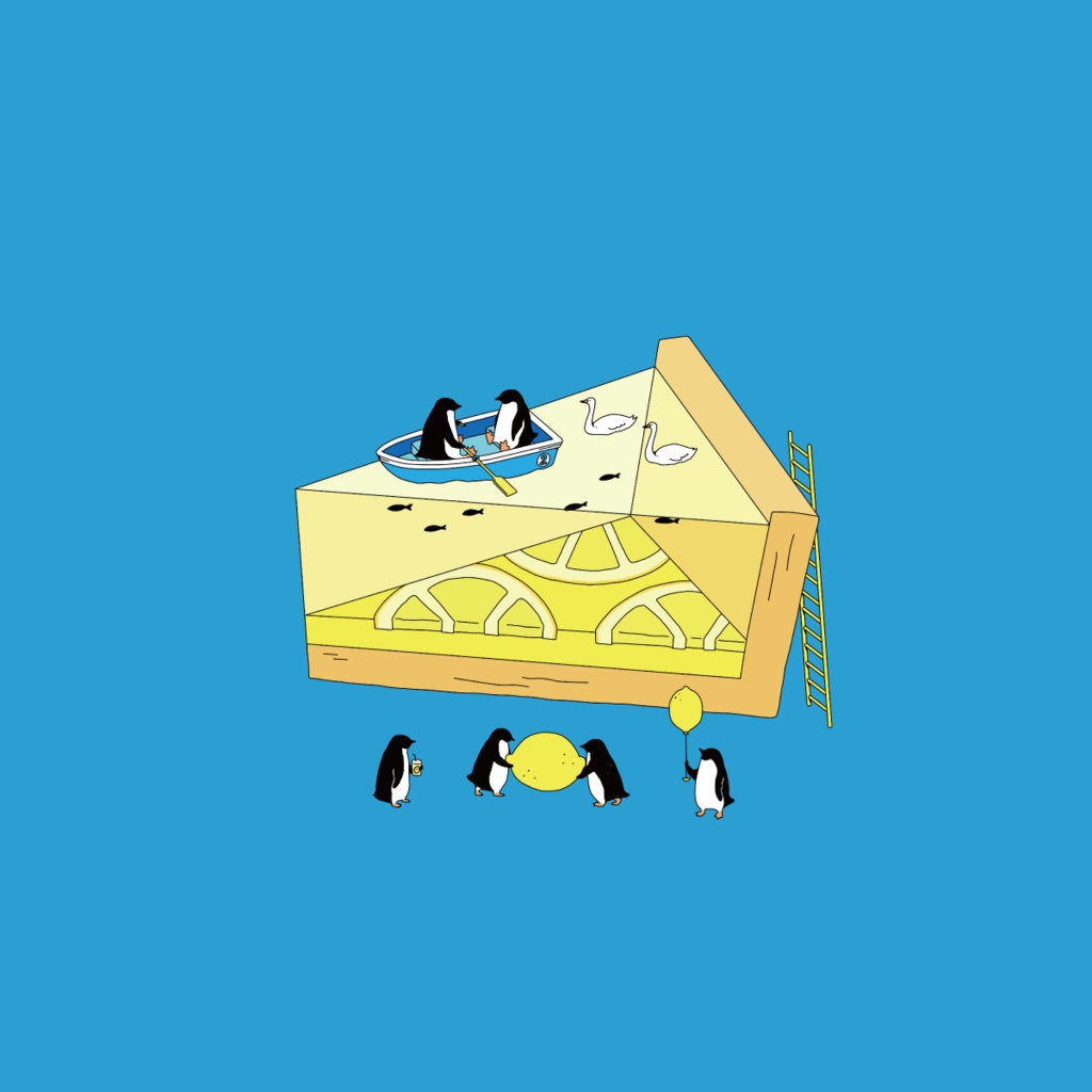 【iPhone13・iPhone14対応】ペンギンレモンパイ・ブルー グリップケース iPhone用【各機種あります】